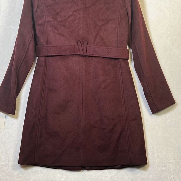 Cole Haan Women's Hooded Coat Slick Wool with Detatchable Faux Fur Trim- Women 4 - Picture 9 of 9